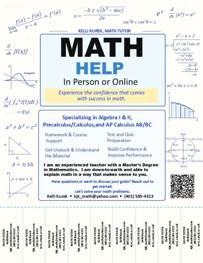 High school math tutoring flyer